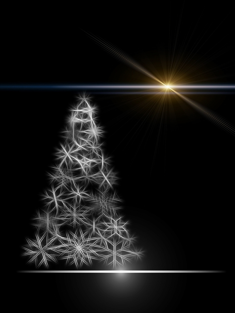 b2bcards corporate christmas eacrd ref:b2b-ecards-christmas-tree-stars-black-and-white-black-687.jpg, Christmas Tree,Stars, Black and White,Black