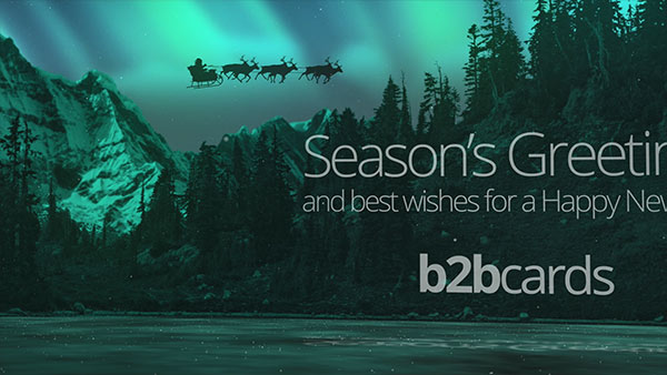 b2bcards corporate christmas eacrd ref:288157428.jpg, Aurora,Santa,Scenery,Silhouette, Teal,Black