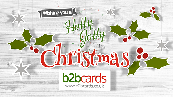 b2bcards corporate christmas eacrd ref:294791475.jpg, Holly,Stars, Red,Green,White