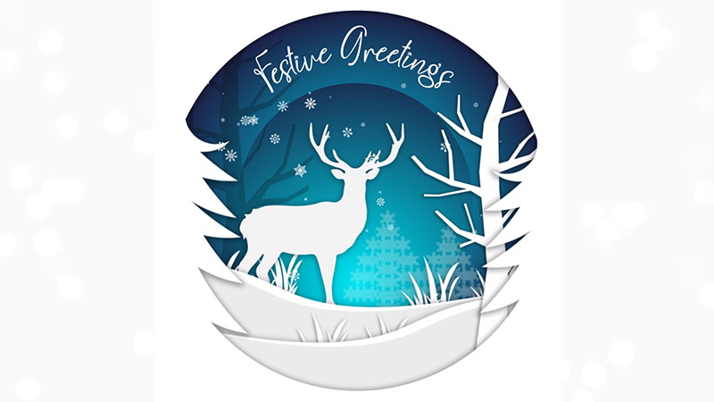 b2bcards corporate christmas eacrd ref:876359084.jpg, Deer,Scenery,Snow, Blue,White