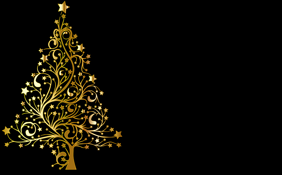 b2bcards corporate christmas eacrd ref:b2b23-xmas27.jpg, Christmas Tree,Gold, Gold,Black